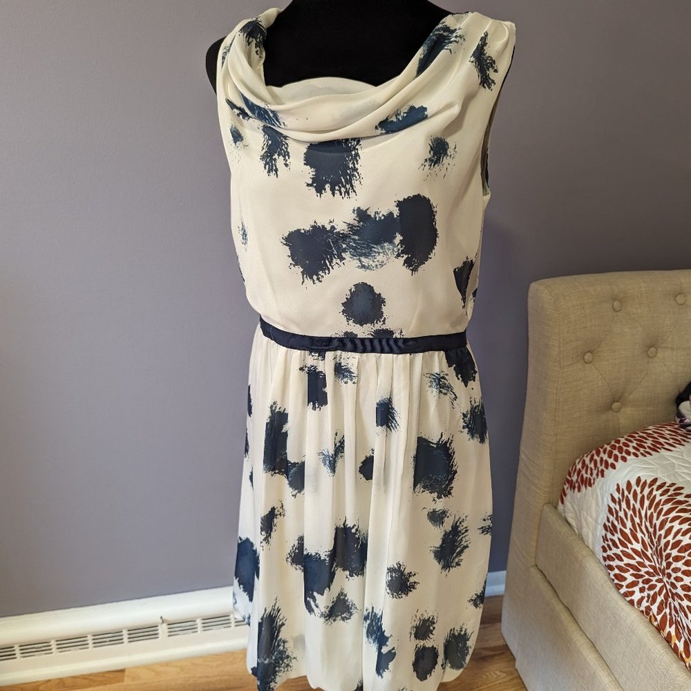Ann Taylor Loft white and blue summer dress